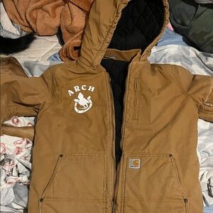 Carhartt Kids Tan Hooded Puffer Coat